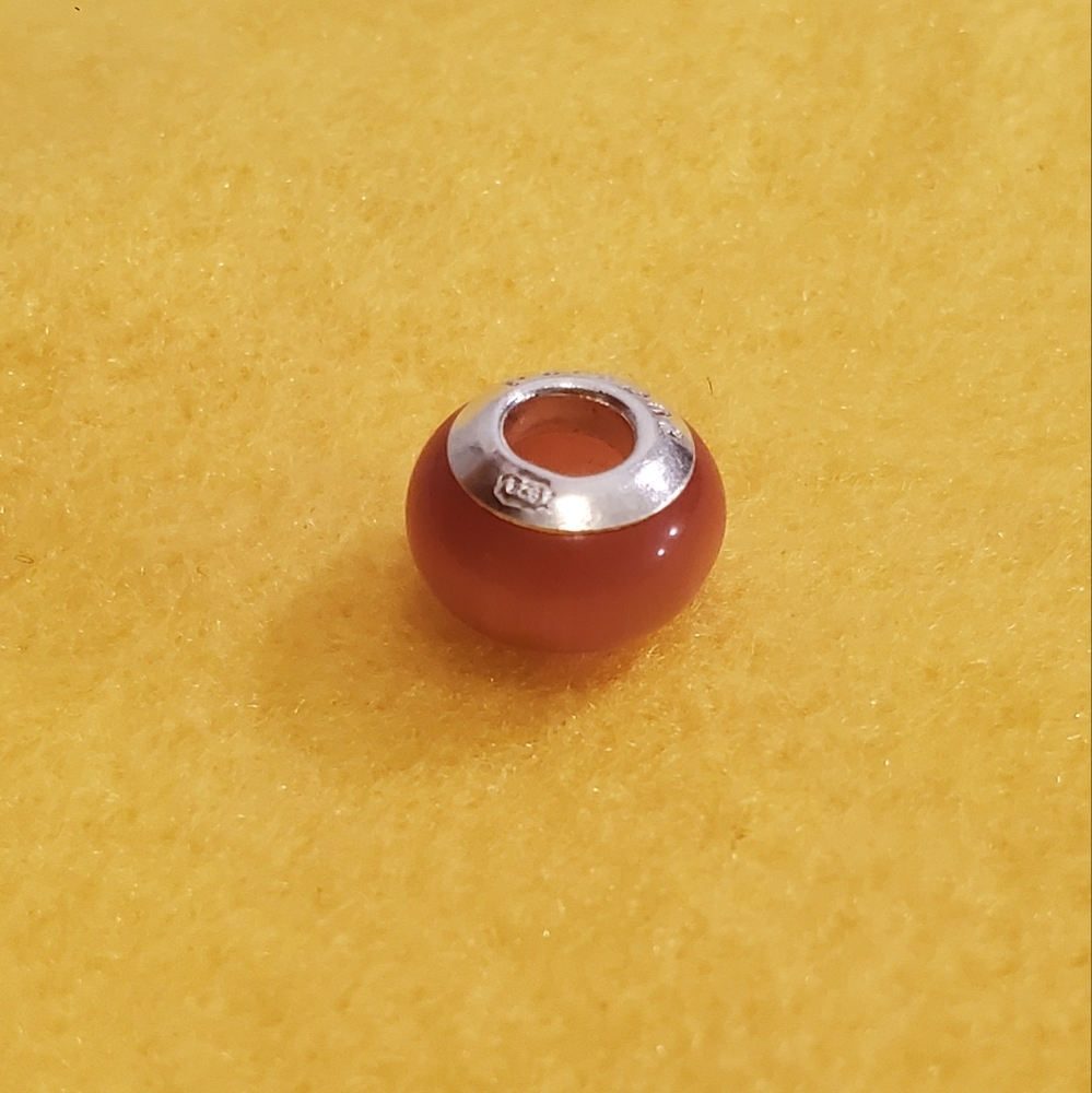 🍑 Persona Charm Bead. Peach Tiger Eye Pattern fits Pandora Bracelets